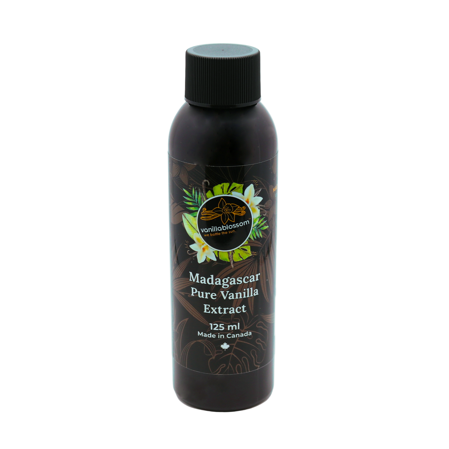 Bottle of Madagascar Pure Vanilla Extract on a white background