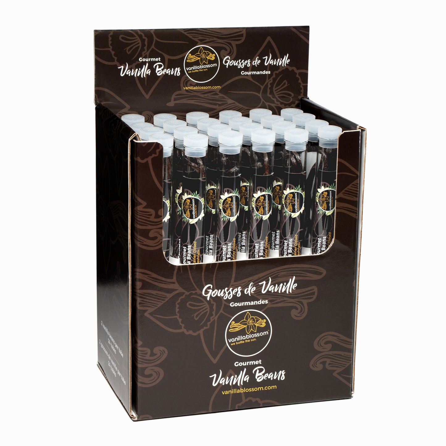 Gourmet Vanilla Beans in Glass Tube (Boxes of 24 Tubes, 2 Beans/Tube)